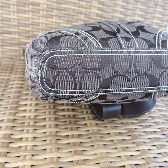 Coach 10402 Signature Jacquard Canvas Leather Brown Crossbody Shoulder Bag - Picture 11 of 16